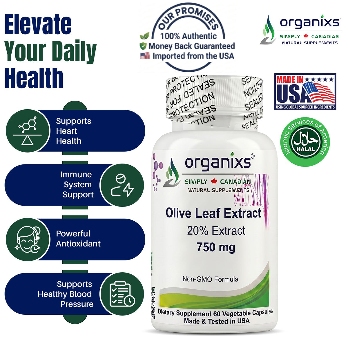 Organixs Olive Leaf Extract 750mg