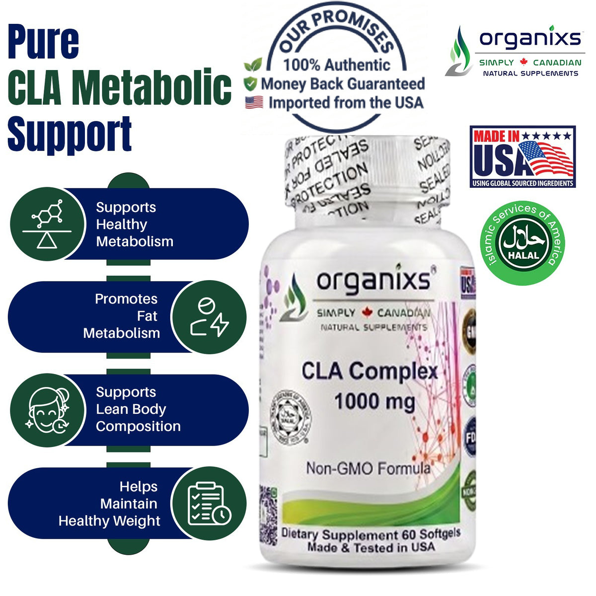 Organixs CLA Supplement 1000mg