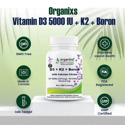 Vitamin D3 5000 IU + K2 (MK7) + Boron with Calcium