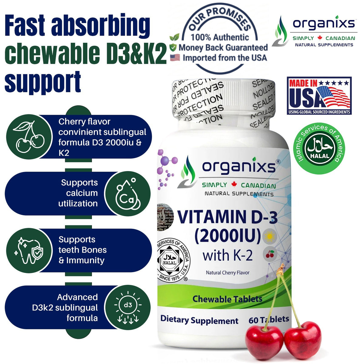 Organixs Vitamin D3 K2 2000iu