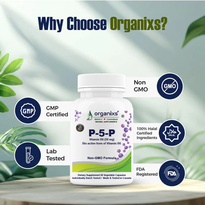 Organixs Vitamin B6- P5P (Pyridoxal-5-Phosphate)