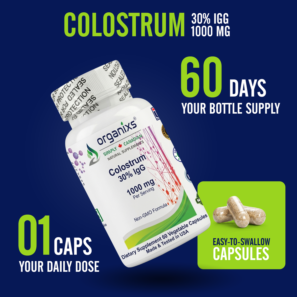 Organixs Colostrum Supplement 1000mg