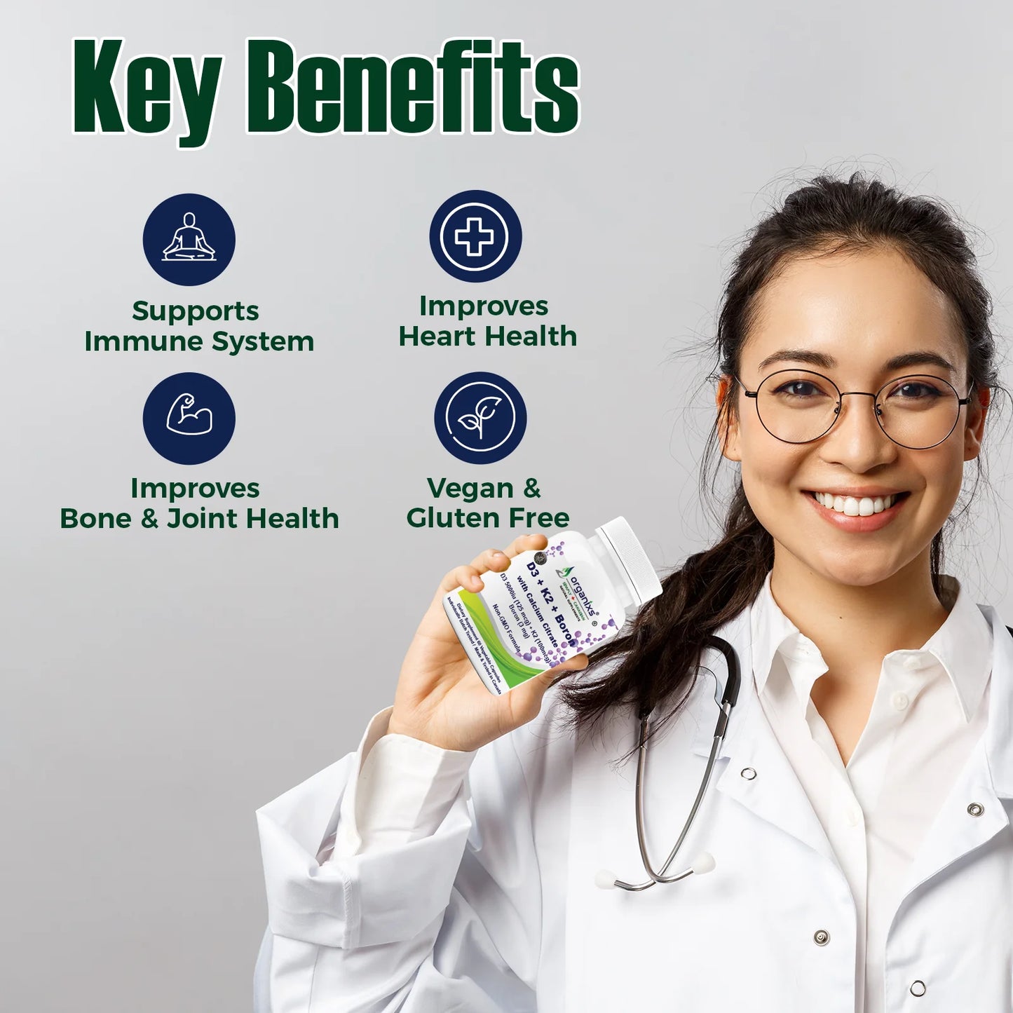 Vitamin D3 5000 IU + K2 (MK7) + Boron with Calcium