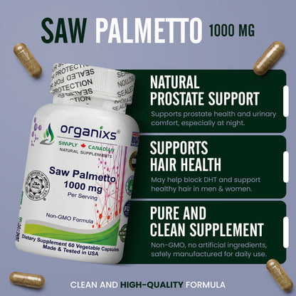 Organixs Saw Palmetto Supplement 1000mg