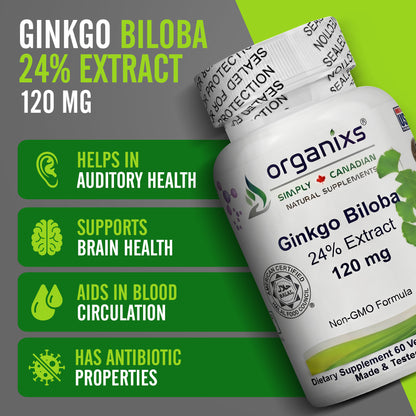 Organixs Ginkgo Biloba Supplement 120mg