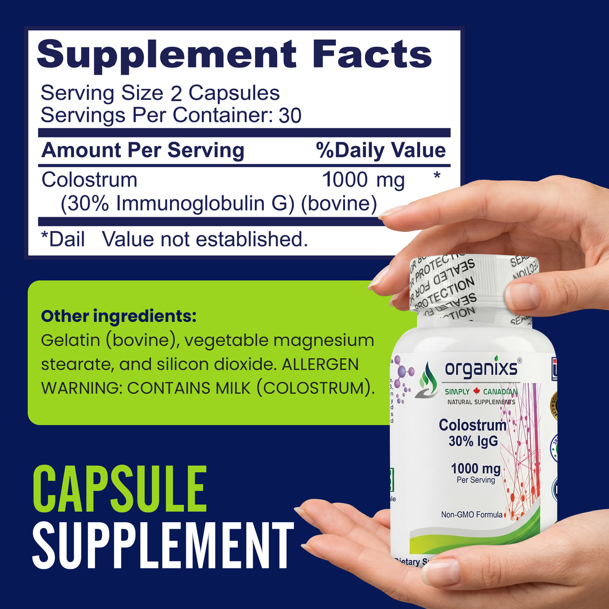 Organixs Colostrum Supplement 1000mg
