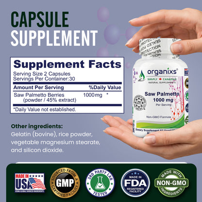 Organixs Saw Palmetto Supplement 1000mg