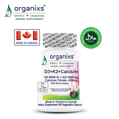 Vitamin D3 5000iu + K2 with Calcium Citrate & Black Pepper [CND]Vitamin D3 5000iu + K2 with Calcium Citrate & Black Pepper [CND]