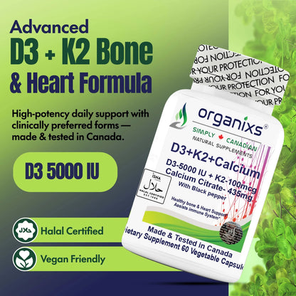Vitamin D3 5000iu + K2 with Calcium Citrate & Black Pepper [CND]Vitamin D3 5000iu + K2 with Calcium Citrate & Black Pepper [CND]