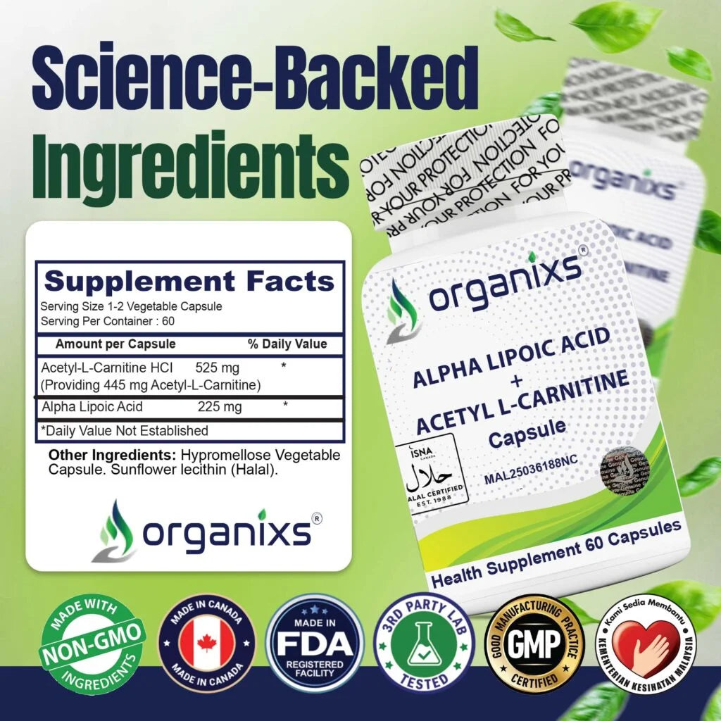 Alpha Lipoic Acid 225mg + Acetyl L-Carnitine 525mg (ALCAR) [CND]