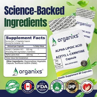 Alpha Lipoic Acid 225mg + Acetyl L-Carnitine 525mg (ALCAR) [CND]
