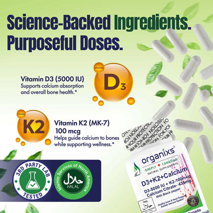 Vitamin D3 5000iu + K2 with Calcium Citrate & Black Pepper [CND]Vitamin D3 5000iu + K2 with Calcium Citrate & Black Pepper [CND]
