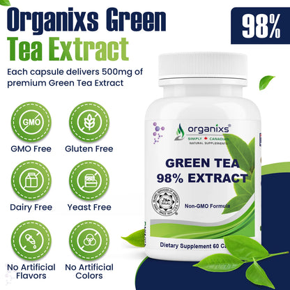 Organixs Green Tea Extract – Supplements For Men & Women, Halal Certified [60 Capsules]