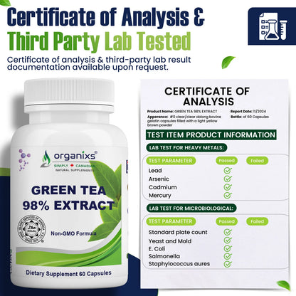 Organixs Green Tea Extract – Supplements For Men & Women, Halal Certified [60 Capsules]