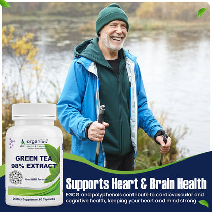 Organixs Green Tea Extract – Supplements For Men & Women, Halal Certified [60 Capsules]