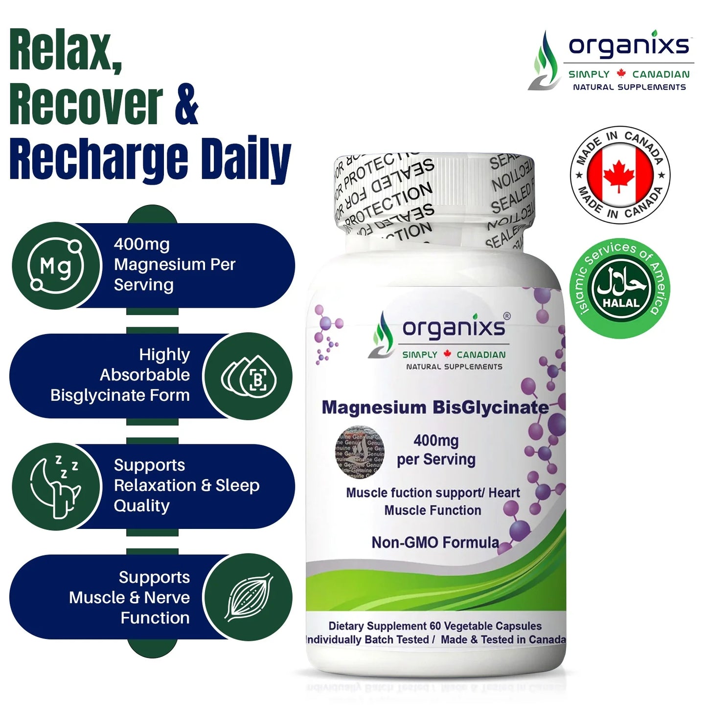 Magnesium Bisglycinate 400mg (Canada)