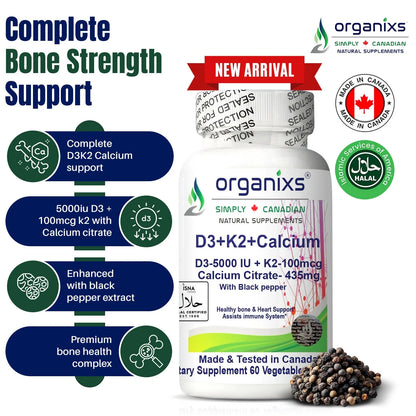 Vitamin D3 5000iu + K2 with Calcium Citrate & Black Pepper [CND]Vitamin D3 5000iu + K2 with Calcium Citrate & Black Pepper [CND]